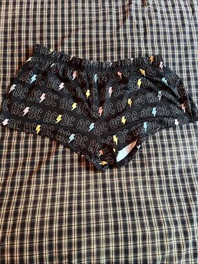 AC/DC Black Kids Shorts with Pastel Lightning Bolts
